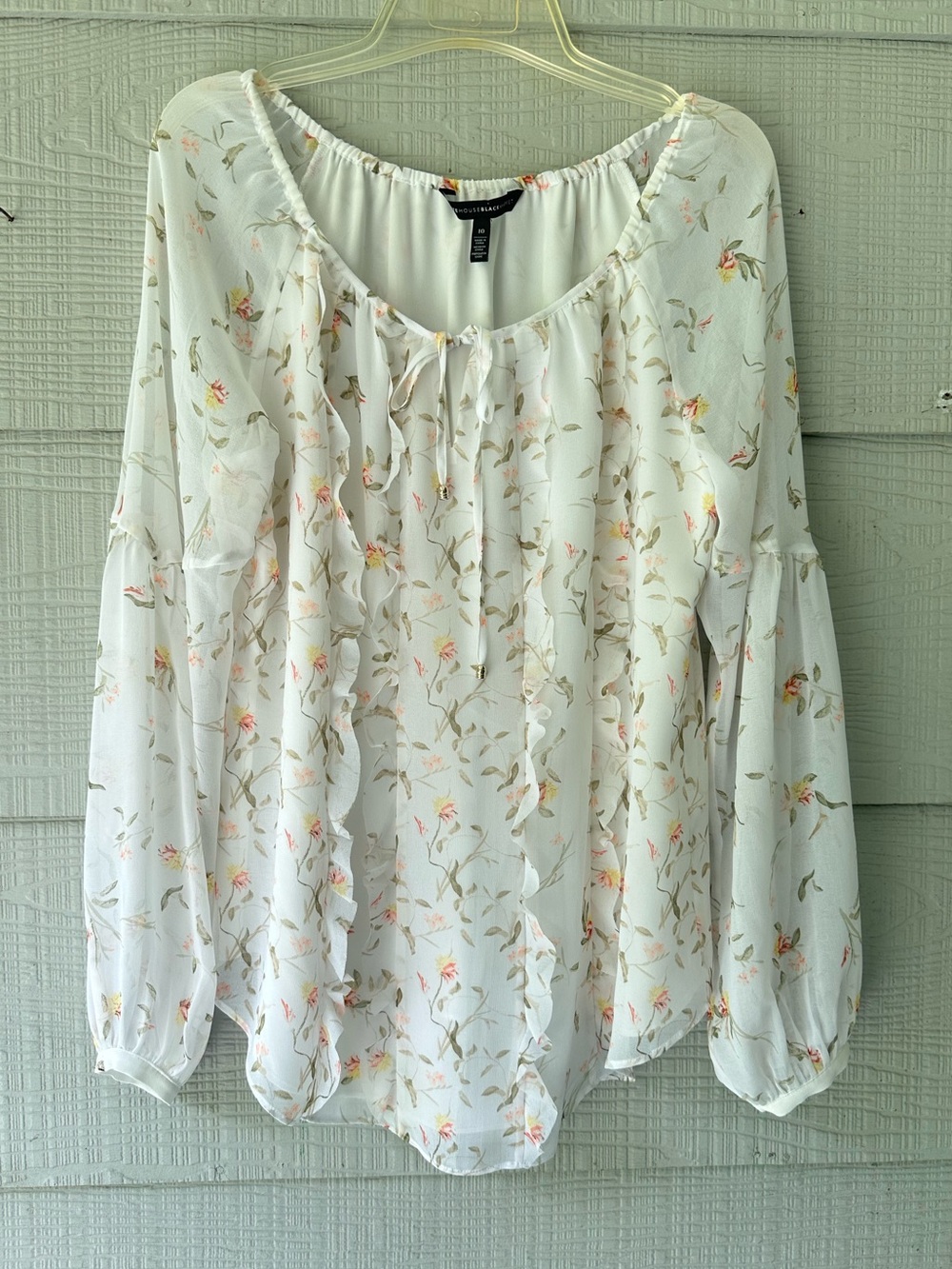 White House Black Market Floral Boho Peasant Blouse ~10